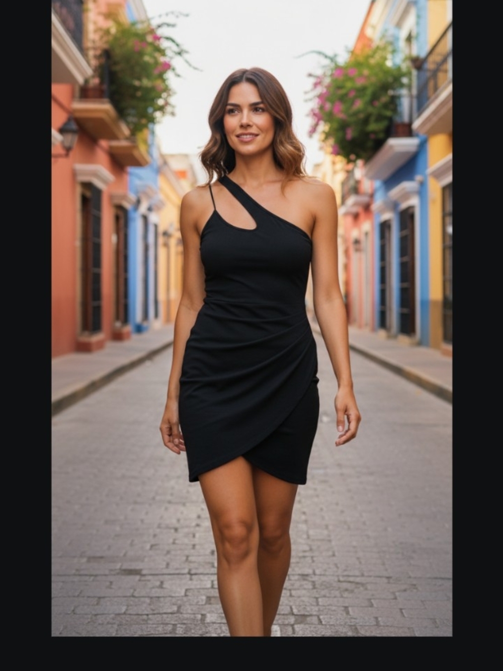B Darlin Black One-Shoulder Cutout  Mini Dress SZ 9/10